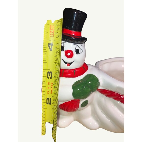 Vintage Christmas Snowman Ceramic Candy Dish Bowl  Planter Trinket Holder - Picture 5 of 13